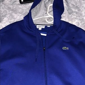 4XL, Lacoste blue zip up hoodie.